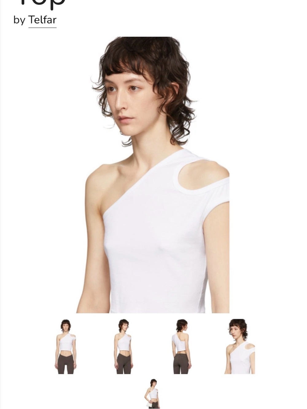 Telfar One-Shoulder White Cutout Tank